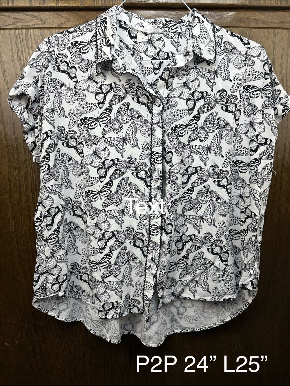 Jane and Delancey Black and White Butterfly Button-Down Shirt
